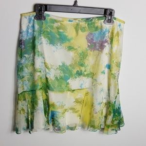 Floral Ruffle Silk Skirt